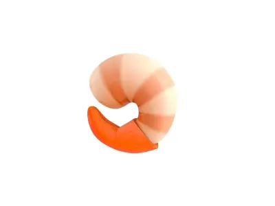 Low Poly Shrimp orange and striped toy Low-poly 3D model