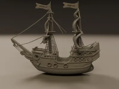 wooden ship 3D print model by CRS3D