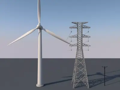 Wind turbine Low-poly 3D model purchase