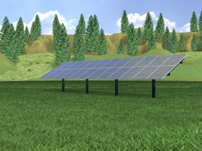 Agri-Photovoltaic Solar Panel 120 degrees 16m Low-poly 3D model