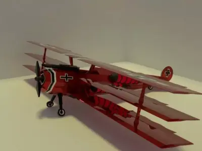 Red Triplane Low-poly 3D model