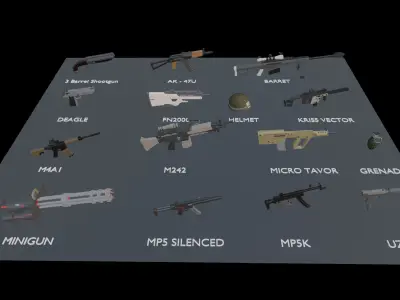 Gun Pack Low-poly 3D model