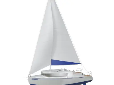 White Sailing Yacht 3D model