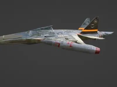 Jet Aircraft Military aircraft metallic with weapon 3D model