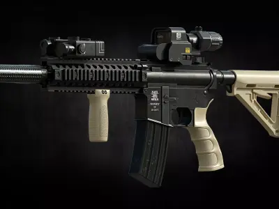 M4 Assault rifle low poly Game ready model Low-poly 3D model
