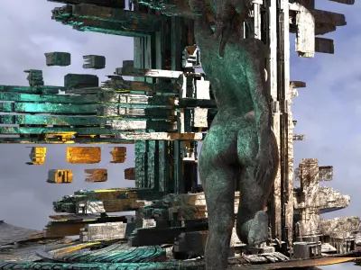 Greek gods sci fi Cave floor 5 3D model