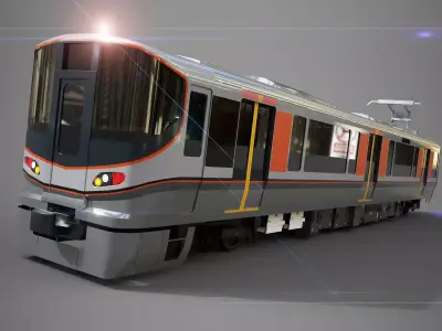 JR 323 Japan Commuter Train 3D Model Full Set Low-poly 3D model