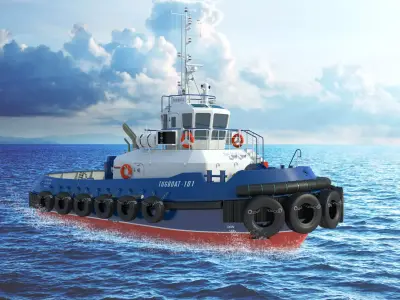 Towing Ship - Detailed 3D Model 3D model