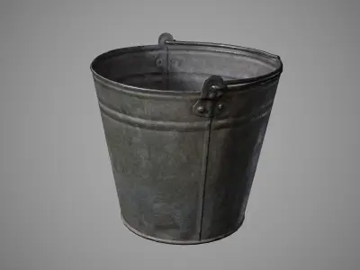 Old rusty metal bucket Low-poly 3D model