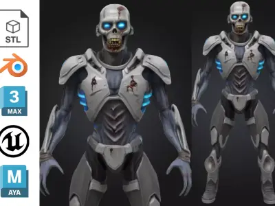 Stylized Sci Fi Undead Soldier Low-poly 3D model