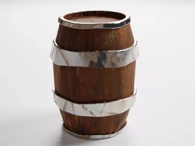 Stylized Wooden Barrel PBR Game Ready Prop Low-poly 3D model