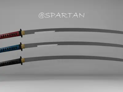 Katana three samurai swords 3D model