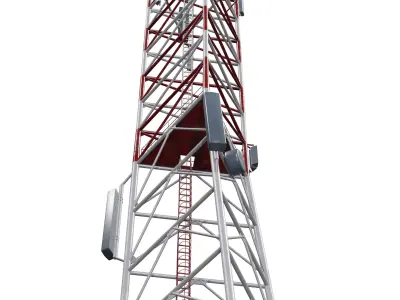Telecommunication Cell Tower Low-poly 3D model