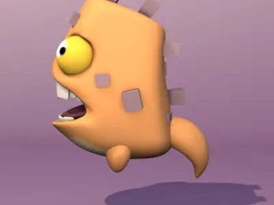 Monster cartoon character with big teeth 3D model
