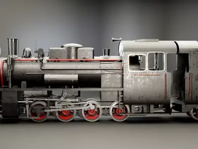 Narrow-gauge Black Steam Locomotive 3D model