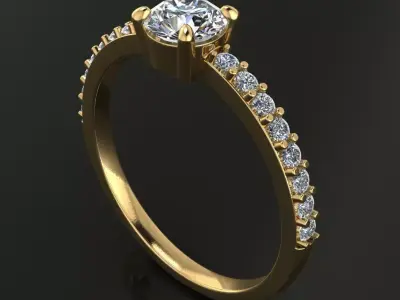 Solitaire Diamond Low Profile Engagement Ring 3D print model