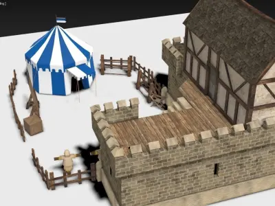 Medieval Barracks Low-poly 3D model buy