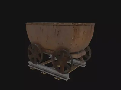 Mine Wagon and Rail Low-poly 3D model