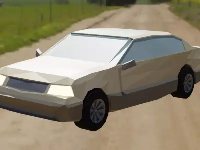 LowPolyCar car on dirt road Free 3D model