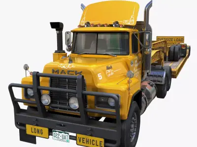 Lowboy semitruck Low-poly 3D model