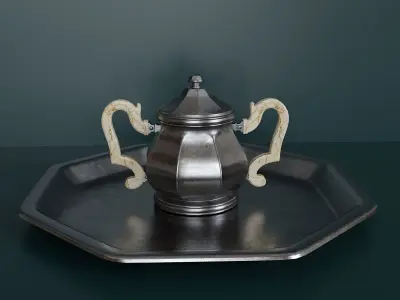 Antique silver tea set 3D model