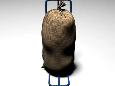 Handtruck with sack 3D model