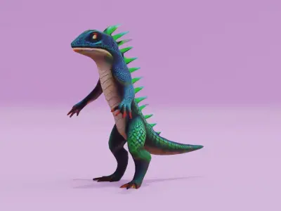Lizard Character A-pose Free low-poly 3D model