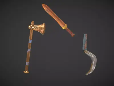 Egypt ritual blades  Low-poly 3D model