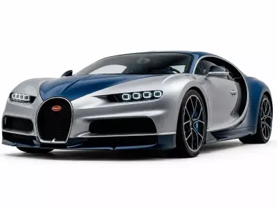 Luxury Bugatti Hypercar  Silver and Blue Carbon  3D model
