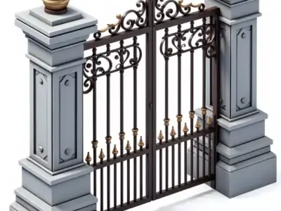 iron gate Low-poly 3D model purchase