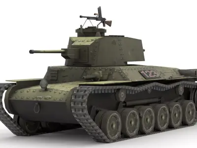 Chi-Ha 47 - Japanese Medium Tank WWII 3D Model Low-poly 3D model