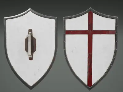 Crusader Shields Low-poly 3D model