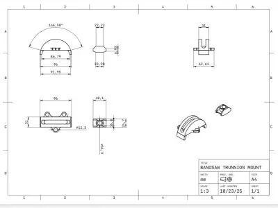 Band saw trunnion 3D print model