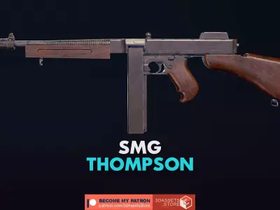 Weapon - Gun - SMG - Thompson Low-poly 3D model