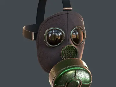 Gas mask helmet 3d model scifi Low-poly  Low-poly 3D model 9