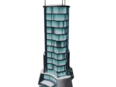 Sci-fi tall mansion Low-poly 3D model