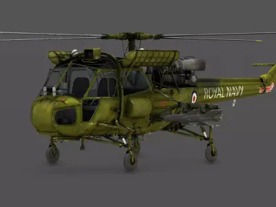Westland Wasp HAS 1 Scout AH 1 3D Model British Helicopter Low-poly 3D model