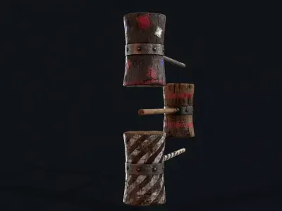 Killer Clown Wooden Hammer Low-poly 3D model