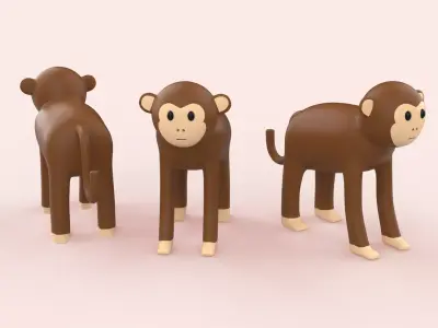 Cartoon Monkey Animal Style Cute Low-poly 3D model