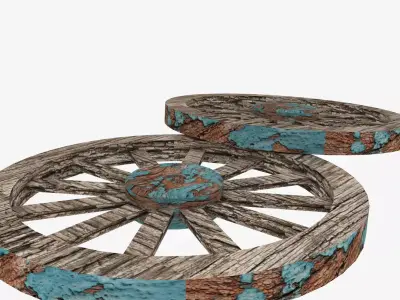 Old Wooden Wheel Low-poly 3D model