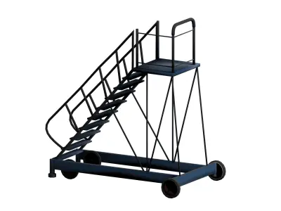 Industrial metal wheeled platform Low-poly 3D model