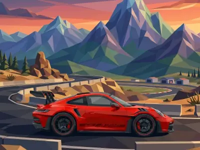 Porsche 911 GT3 RS Low Poly Low-poly 3D model