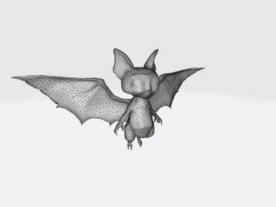 High 3d Render Animal Little Brown Bat Flying 3D model buy