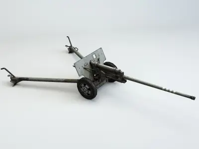 Low Poly Zis 2 57mm Soviet Anti Tank Gun Low-poly 3D model