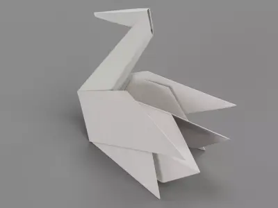 Paper Swan Low-poly 3D model