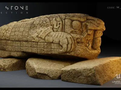 Mayan Stone 02 PBR 4K Low-poly 3D model
