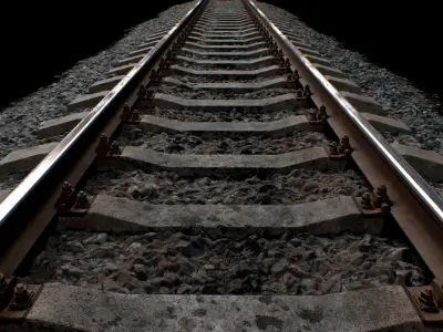 Railroad wit Concrete Sleepers Low-poly 3D model