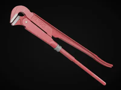  Adjustable Pipe Wrench Low-poly 3D model