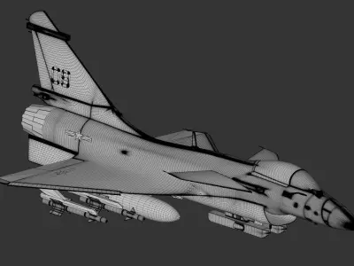 J-10 fighter jet White model Low-poly 3D model