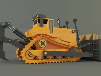 yellow bulldozer work machine 3D model